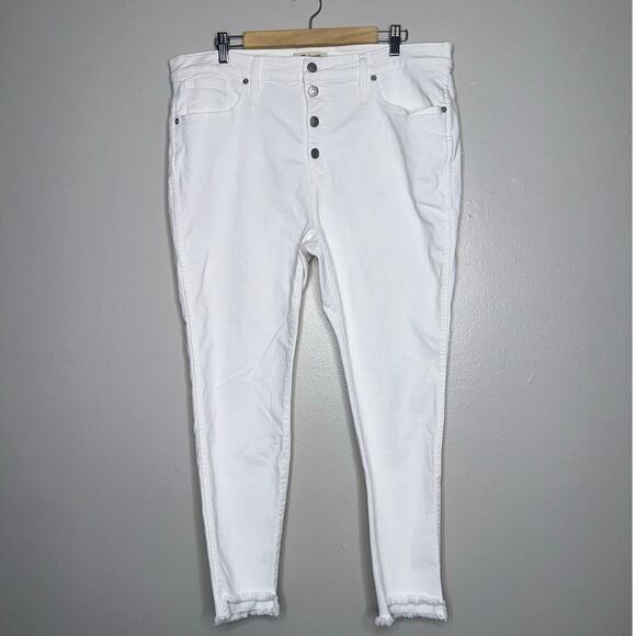 Madewell 10” High Rise Skinny Jeans White Plus 34 Button Fly Step Fray Hem - Picture 3 of 9